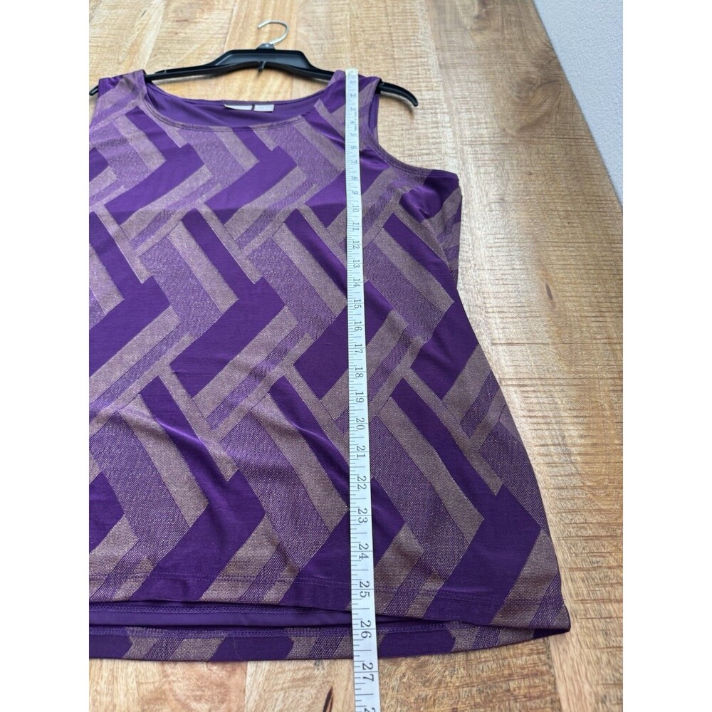 Chico's Traveler's 3 Women's Purple Shimmer Tank Top Shell Geometric  Zig Zag XL - Picture 9 of 9